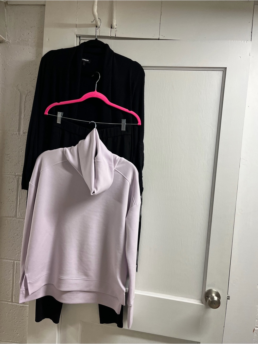 3 pc Express Black cardi/lavender turtleneck/black pants